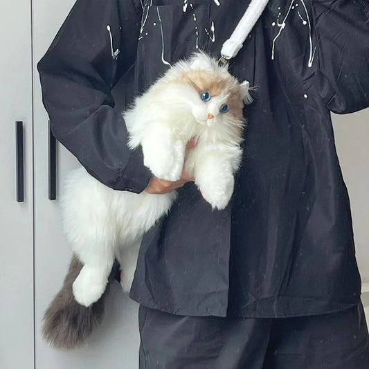Cat Plush Backpack Cute Furry Kitten Crossbody Bag